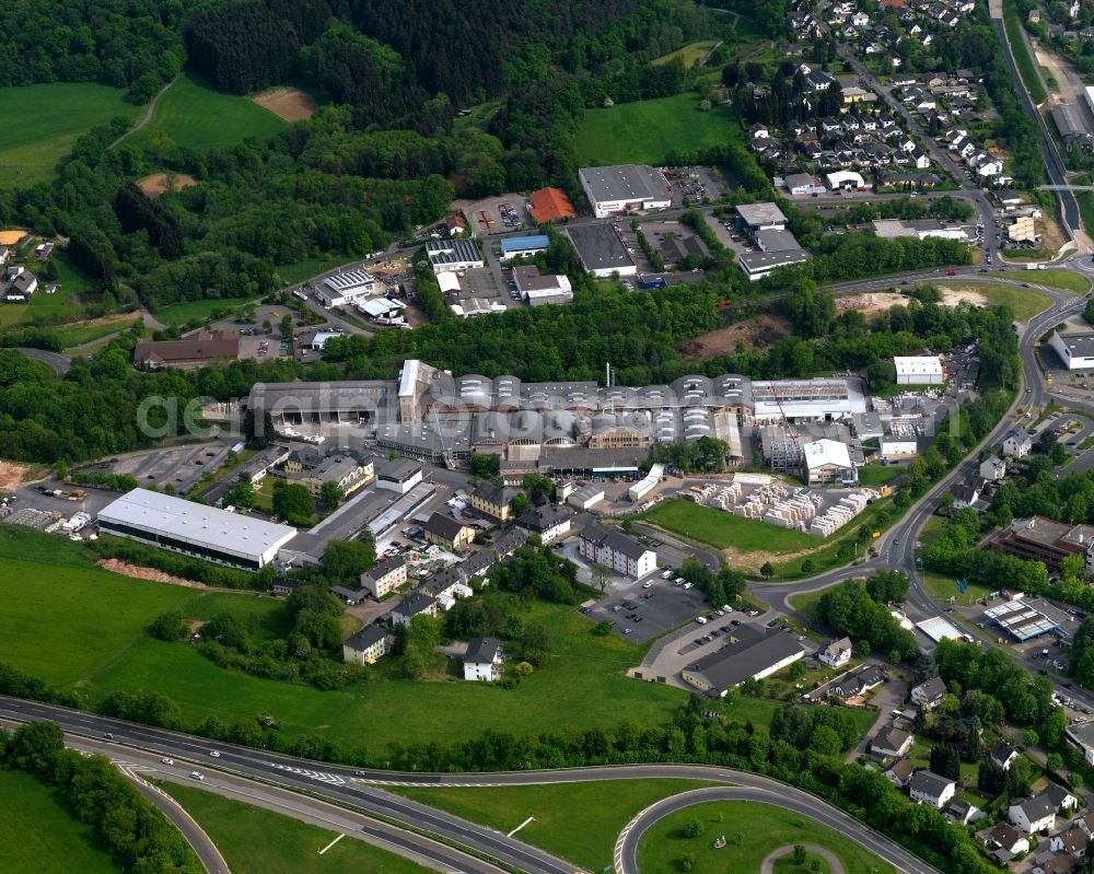 Aerial photograph Höhr-Grenzhausen - Industrial and commercial area in Hoehr-Grenzhausen in the state Rhineland-Palatinate