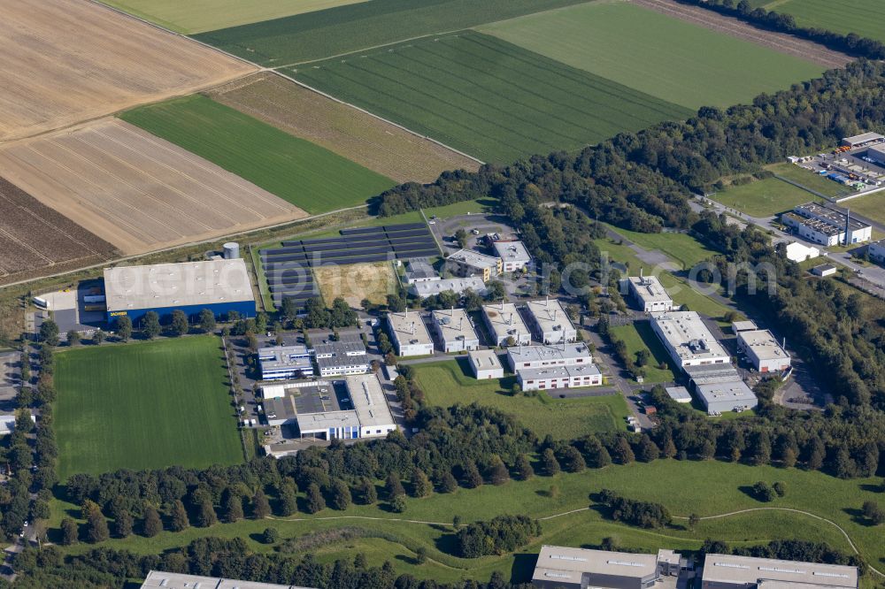 Alsdorf from above - Industrial and commercial area on street Konrad-Zuse-Strasse in Hoengen in the state North Rhine-Westphalia, Germany