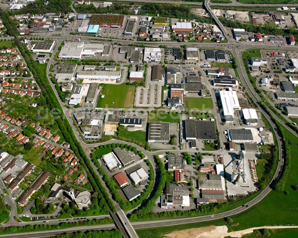 Aerial image Holzheim - Industrial and commercial area in Holzheim in the state Baden-Wuerttemberg, Germany