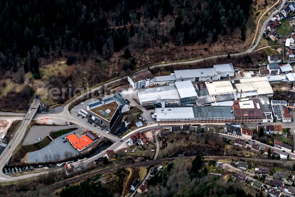 Hornberg from above - Industrial and commercial area Duravit in Hornberg in the state Baden-Wuerttemberg, Germany