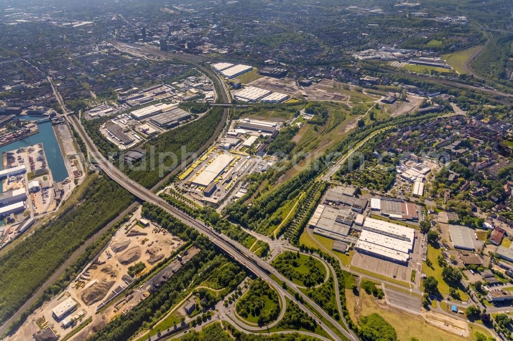 Dortmund from above - Industrial and commercial area on Huckarder Strasse in Dortmund at Ruhrgebiet in the state North Rhine-Westphalia, Germany