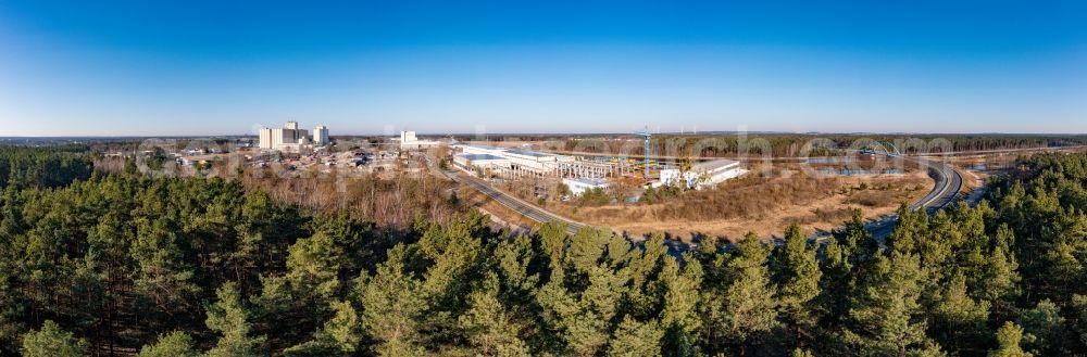 Aerial image Eberswalde - Industrial and commercial area Industriegebiet on Binnenhafen in Eberswalde in the state Brandenburg, Germany