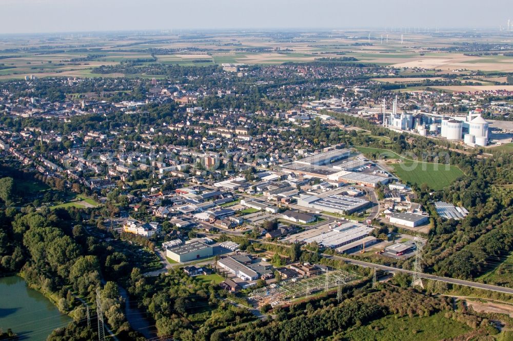 Jülich from above - Industrial and commercial area Elisabethenstrasse with Boos Logistik GmbH in Juelich in the state North Rhine-Westphalia, Germany