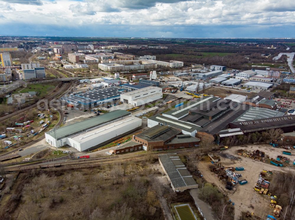 Leipzig from above - Industrial and commercial area of Kirow Ardelt GmbH in Leipzig in the state Saxony, Germany