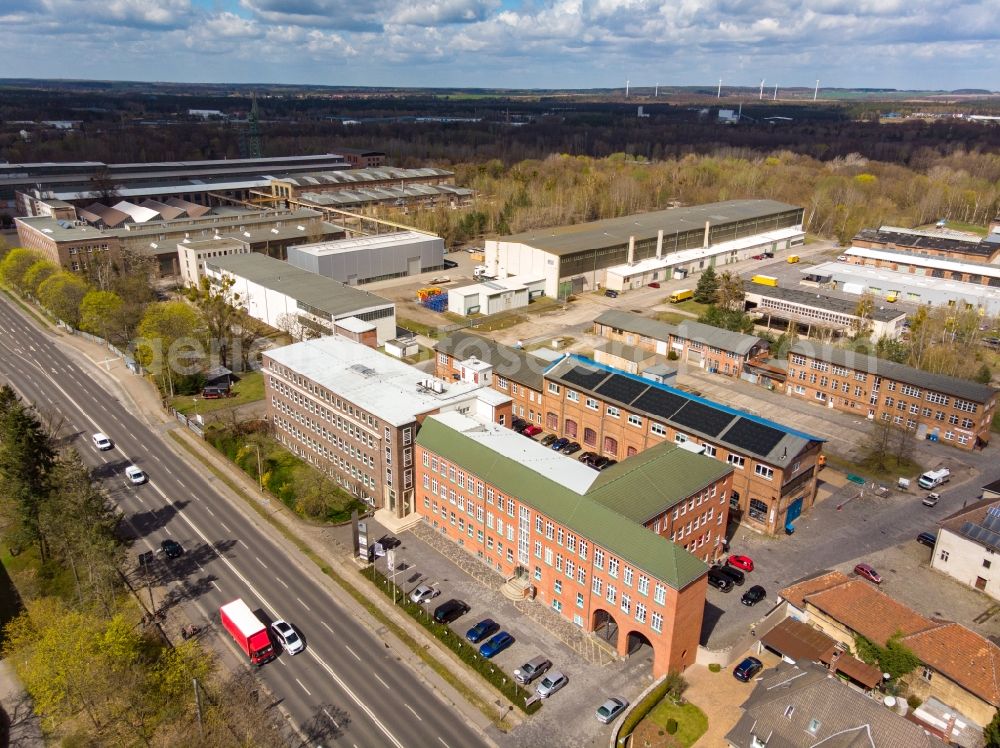 Aerial image Eberswalde - Industrial and commercial area Kocks Ardelt Kranbau Eberswalde GmbH in Eberswalde in the state Brandenburg, Germany