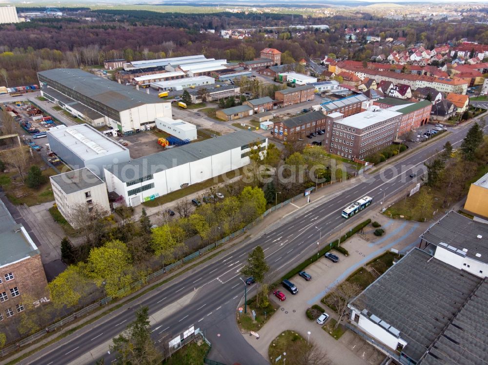 Aerial photograph Eberswalde - Industrial and commercial area Kocks Ardelt Kranbau Eberswalde GmbH in Eberswalde in the state Brandenburg, Germany