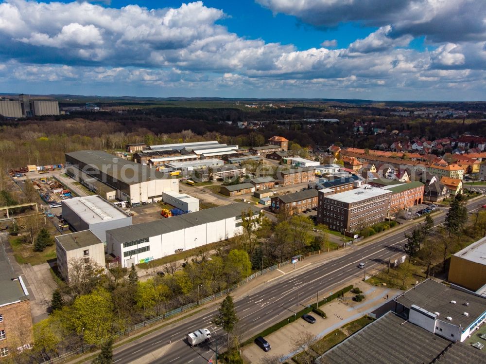 Aerial photograph Eberswalde - Industrial and commercial area Kocks Ardelt Kranbau Eberswalde GmbH in Eberswalde in the state Brandenburg, Germany