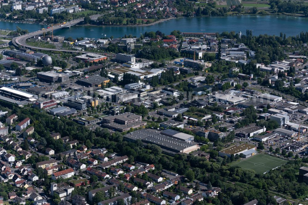 Aerial image Konstanz - Industrial and commercial area in the district Fuerstenberg in Konstanz at Bodensee in the state Baden-Wuerttemberg, Germany