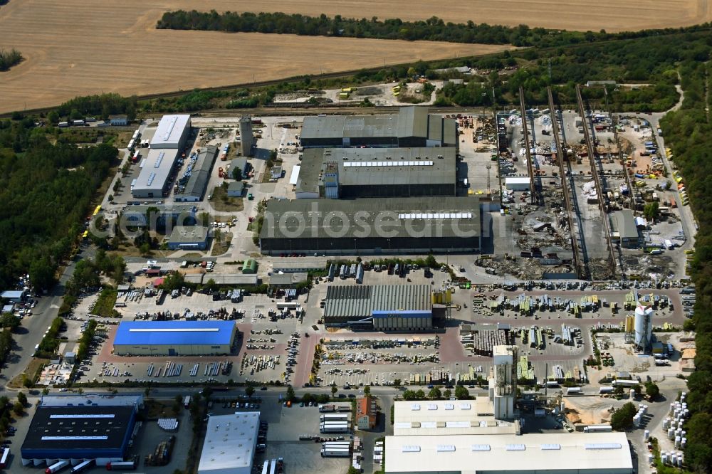 Aerial image Leipzig - Industrial and commercial area on Kossaer Strasse - Soellichauer Strasse in the district Seehausen in Leipzig in the state Saxony, Germany