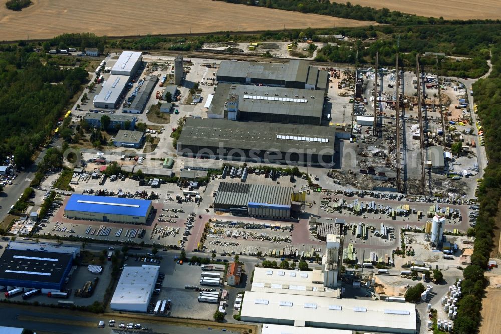 Aerial photograph Leipzig - Industrial and commercial area on Kossaer Strasse - Soellichauer Strasse in the district Seehausen in Leipzig in the state Saxony, Germany