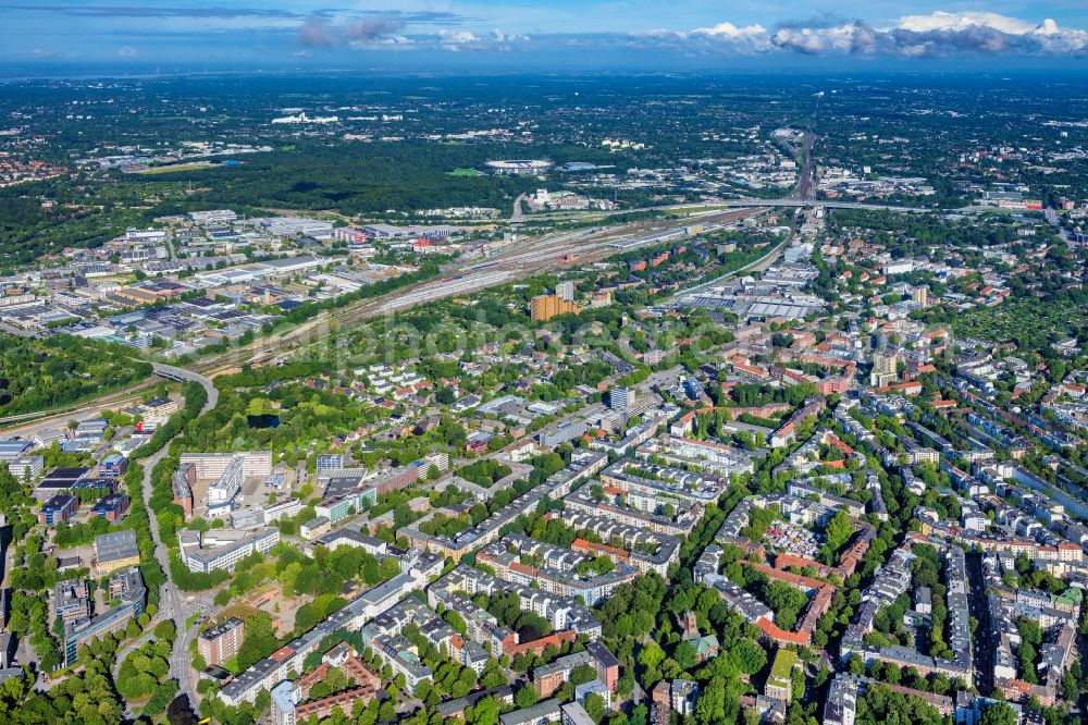 Hamburg from above - Industrial and commercial area Langenfeld in Hamburg, Germany