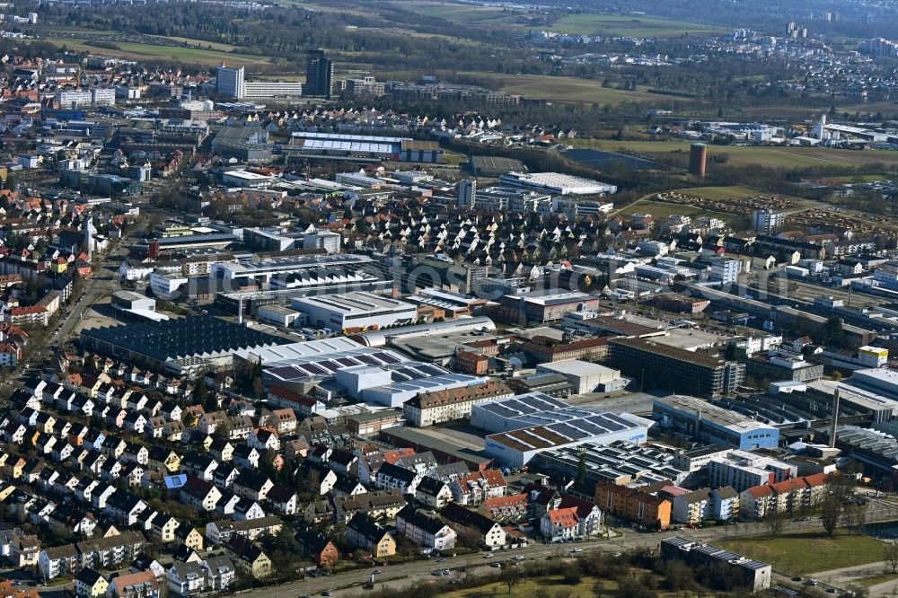 Aerial photograph Ludwigsburg - Industrial and commercial area Groenerstrasse, MANN+HUMMEL in Ludwigsburg in the state Baden-Wuerttemberg, Germany