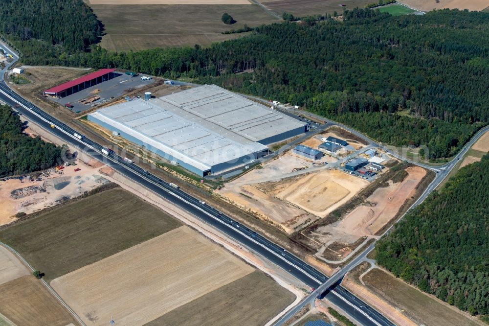 Aerial photograph Marktheidenfeld - Industrial and commercial area with construction sites for the new construction of production halls of various companies Am Baernroth in Marktheidenfeld in the state Bavaria, Germany