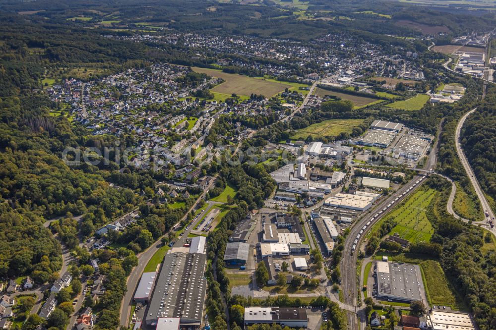 Aerial image Menden (Sauerland) - Industrial and commercial area along the Dieselweg in Menden (Sauerland) in the state North Rhine-Westphalia, Germany