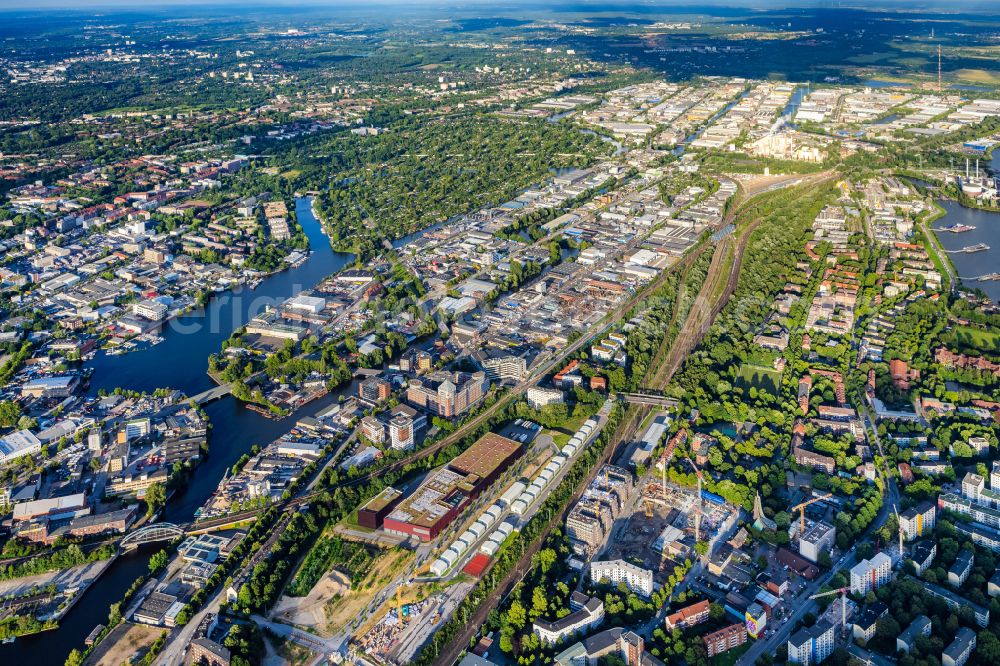 Hamburg from above - Industrial and commercial area on Muehlenhagen in the district Rothenburgsort in Hamburg, Germany