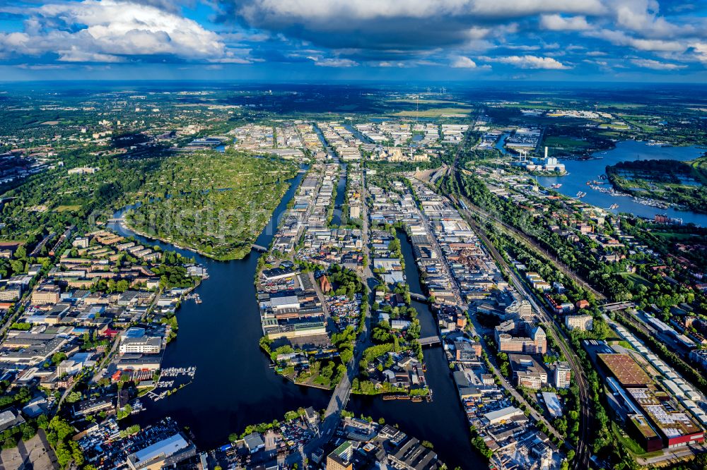 Aerial photograph Hamburg - Industrial and commercial area on Muehlenhagen in the district Rothenburgsort in Hamburg, Germany