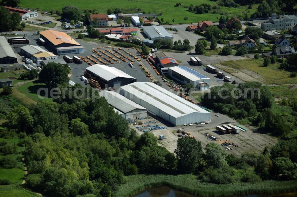 Aerial image Neustrelitz - Industrial and commercial area in Neustrelitz in the state Mecklenburg - Western Pomerania