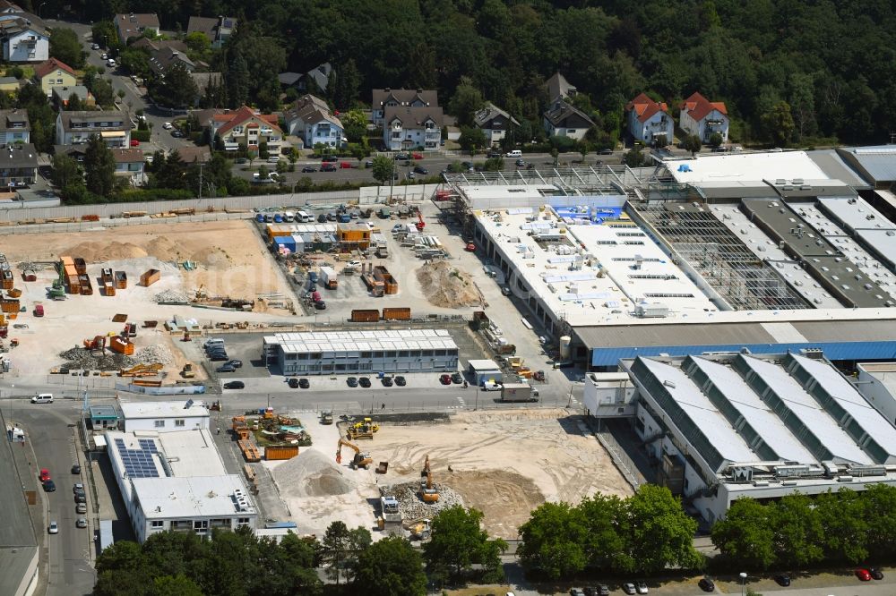 Aerial photograph Obertshausen - Industrial and commercial area between of Burgstrasse and of Badstrasse in Obertshausen in the state Hesse, Germany