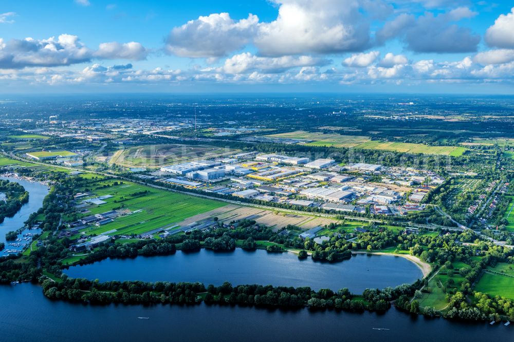 Aerial image Hamburg - Industrial and commercial area on street Hermann-Wuesthof-Ring in the district Allermoehe in Hamburg, Germany