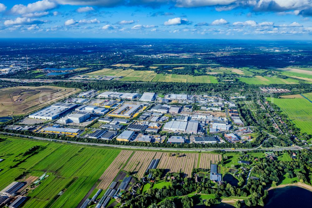 Hamburg from above - Industrial and commercial area on street Hermann-Wuesthof-Ring in the district Allermoehe in Hamburg, Germany