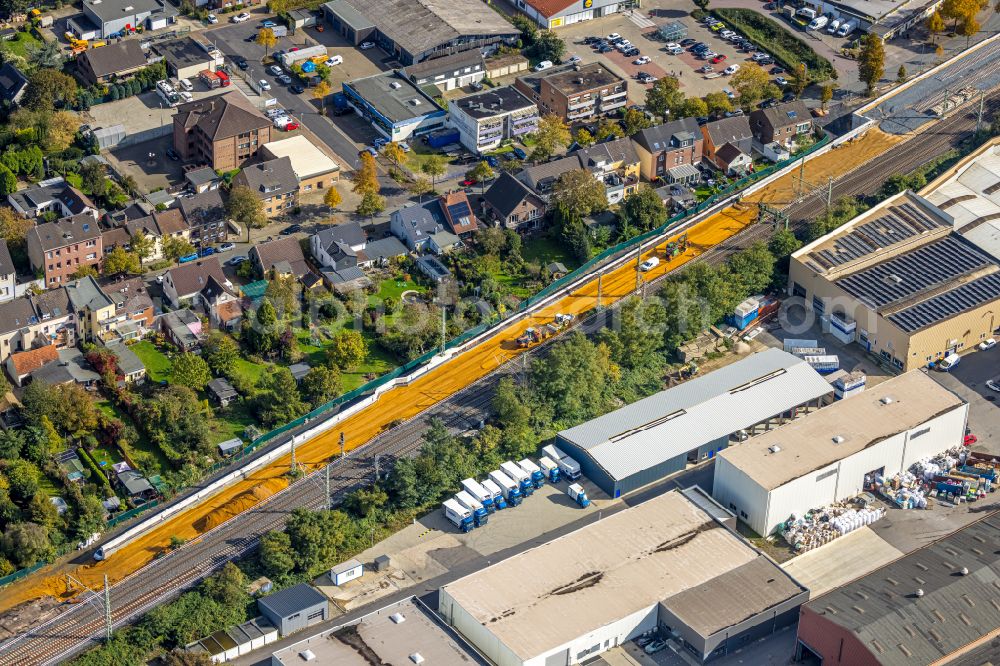 Dinslaken from the bird's eye view: Industrial and commercial area Am Alten Drahtwerk in the district Eppinghoven in Dinslaken in the state North Rhine-Westphalia, Germany