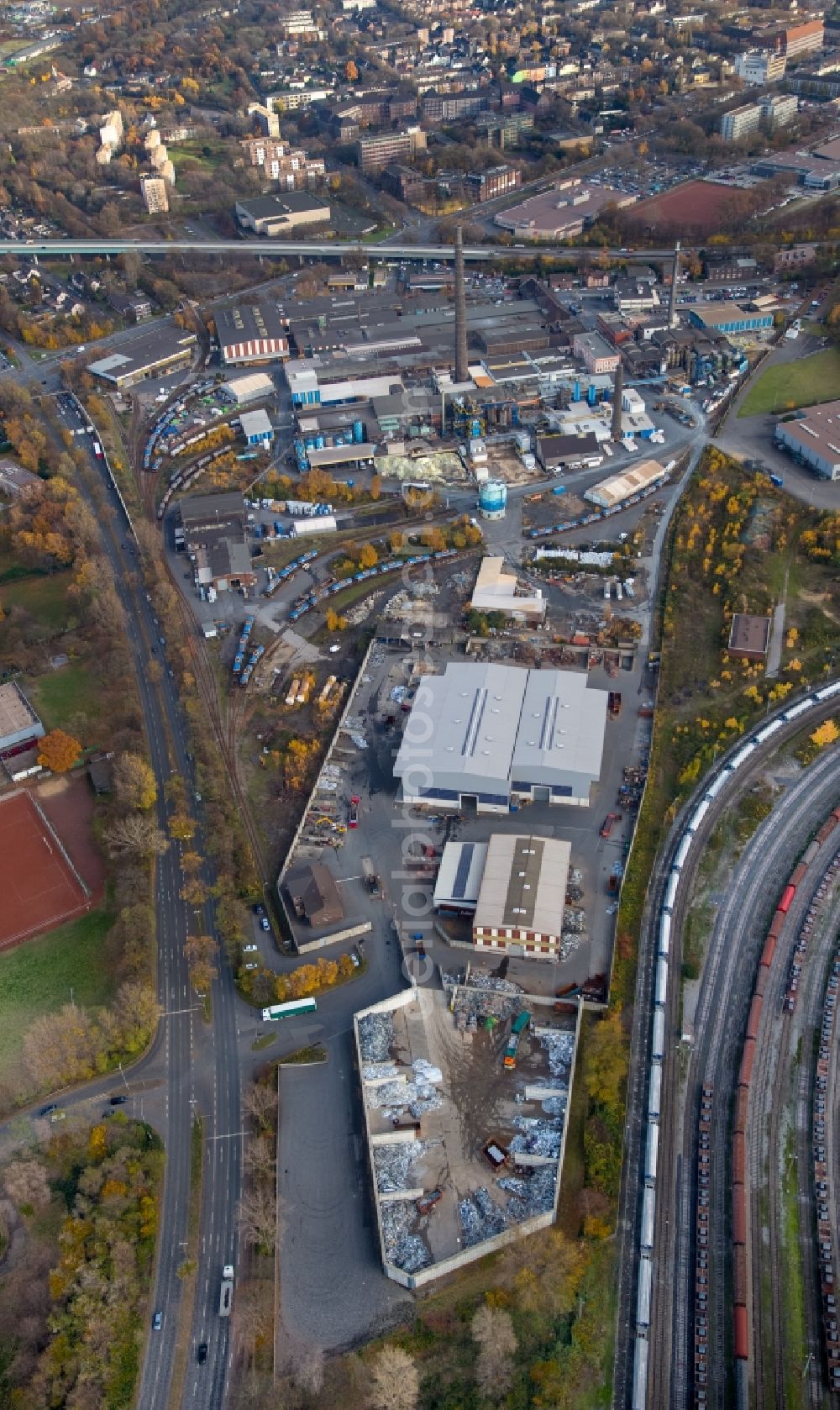 Duisburg from above - Industrial and commercial area Grillo-Werke AG in the district Hamborn in Duisburg in the state North Rhine-Westphalia