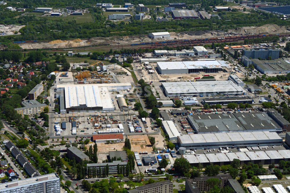 Berlin from above - Industrial and commercial area on street Gehrenseestrasse in the district Hohenschoenhausen in Berlin, Germany