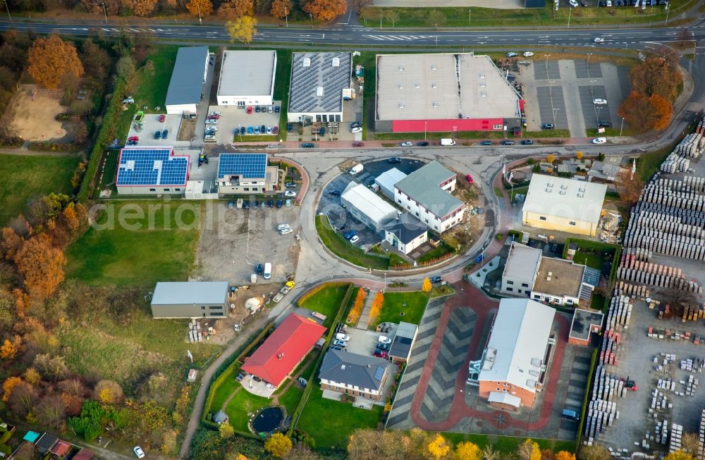 Aerial photograph Dinslaken - Industrial and commercial area Otto-Brenner-Strasse - Drei Eichen in the district Ruhr Metropolitan Area in Dinslaken in the state North Rhine-Westphalia