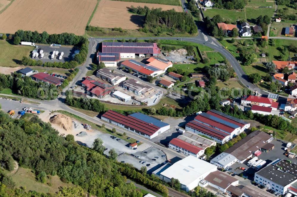 Boxberg from above - Industrial and commercial area along the Industriestrasse in the district Schweigern in Boxberg in the state Baden-Wurttemberg, Germany