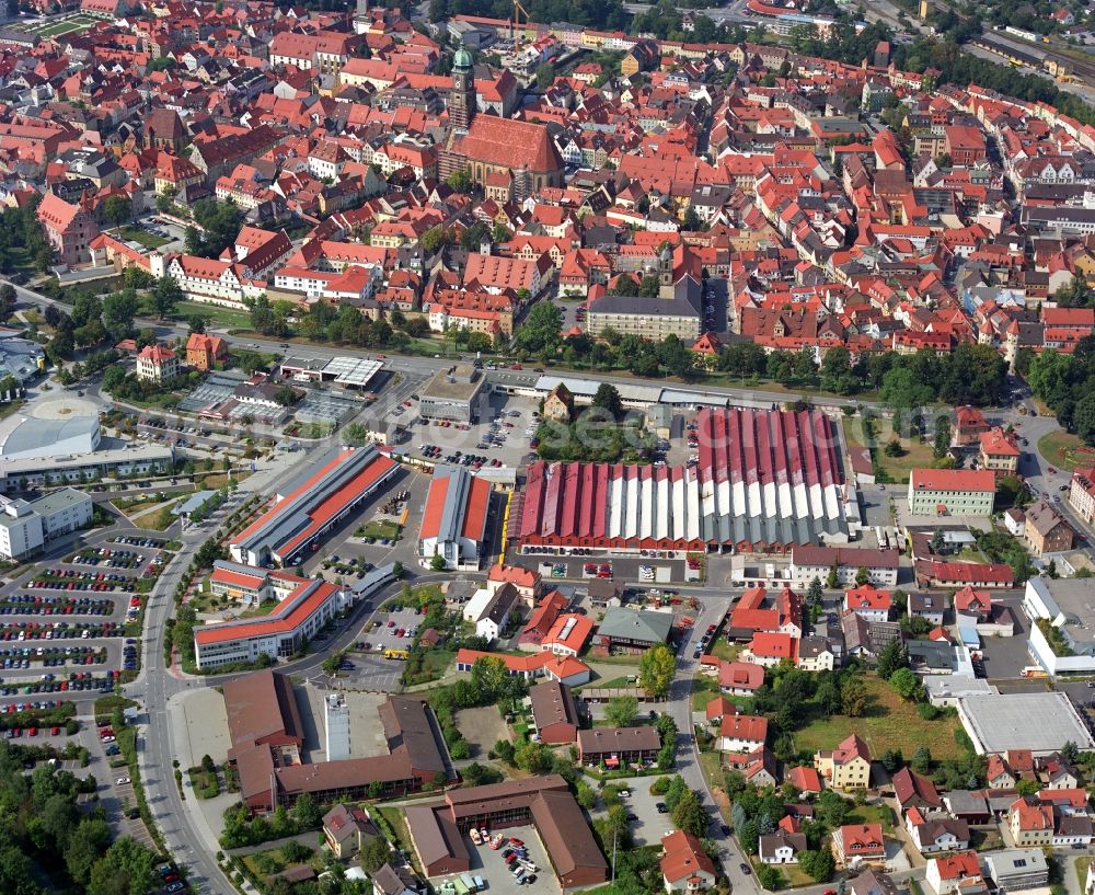 Amberg from above - Industrial and commercial area Carl-Schulz-Platz - Gasfabrikstrasse in the district Speckmannshof in Amberg in the state Bavaria, Germany