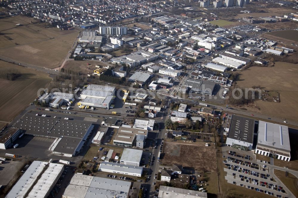 Aerial photograph Dietzenbach - Industrial and commercial area in the district Waldacker in Dietzenbach in the state Hesse