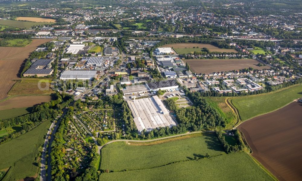 Aerial image Bochum - Industrial and commercial area along the Burgstrasse in the district Wattenscheid in Bochum in the state North Rhine-Westphalia, Germany