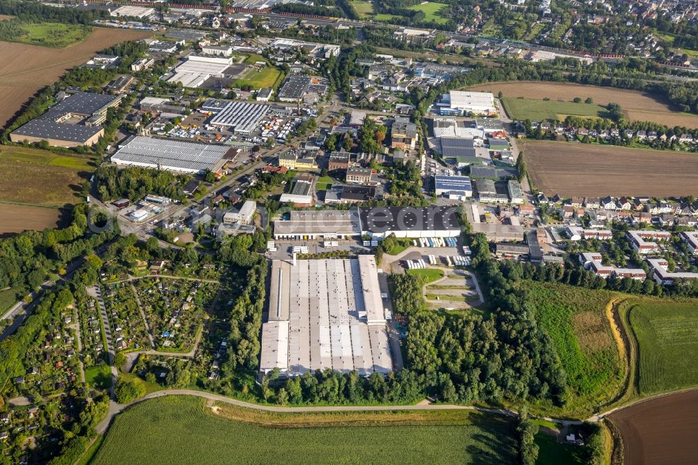 Aerial image Bochum - Industrial and commercial area along the Burgstrasse in the district Wattenscheid in Bochum in the state North Rhine-Westphalia, Germany