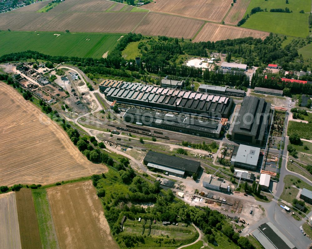 Gröditz from the bird's eye view: Industrial and commercial area East in Groeditz in the state Saxony, Germany