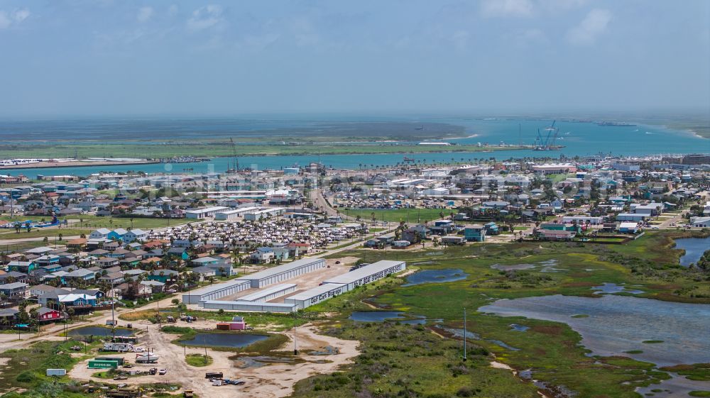 Aerial photograph Port Aransas - Industrial and commercial area Port Aransas Port Area on street West Cotter Avenue in Port Aransas in Texas, United States of America