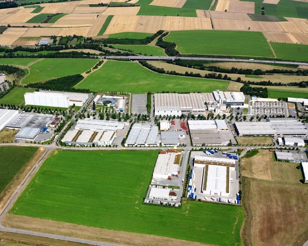 Aerial photograph Heilbronn - Industrial and commercial area on the edge of agricultural fields in Heilbronn in the state Baden-Wuerttemberg, Germany