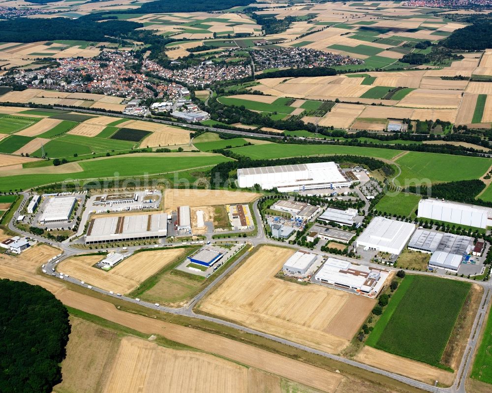 Heilbronn from above - Industrial and commercial area on the edge of agricultural fields in Heilbronn in the state Baden-Wuerttemberg, Germany