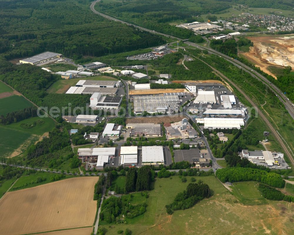 Ransbach-Baumbach from above - Industrial and commercial area in Ransbach-Baumbach in the state Rhineland-Palatinate