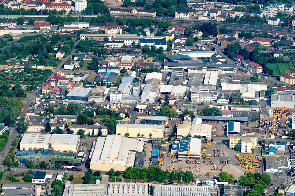 Aerial image Rastatt - Industrial and commercial area in Rastatt in the state Baden-Wurttemberg, Germany