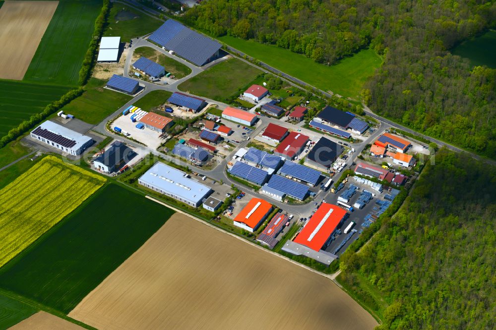 Rödelsee from the bird's eye view: Industrial and commercial area in the district Froehstockheim in Roedelsee in the state Bavaria, Germany