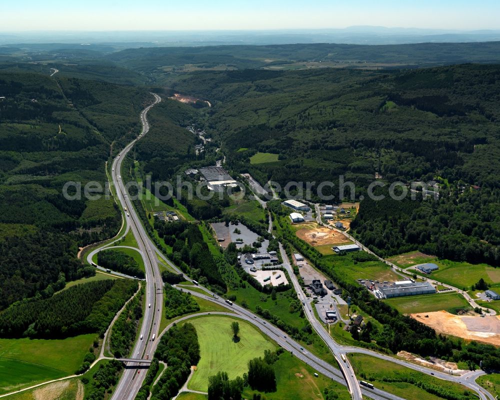 Rheinböllen from above - Industrial and commercial area in Rheinboellen in the state Rhineland-Palatinate