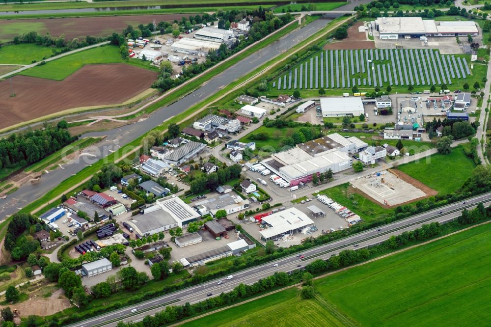 Riegel am Kaiserstuhl from the bird's eye view: Industrial and commercial area in Riegel am Kaiserstuhl in the state Baden-Wuerttemberg, Germany