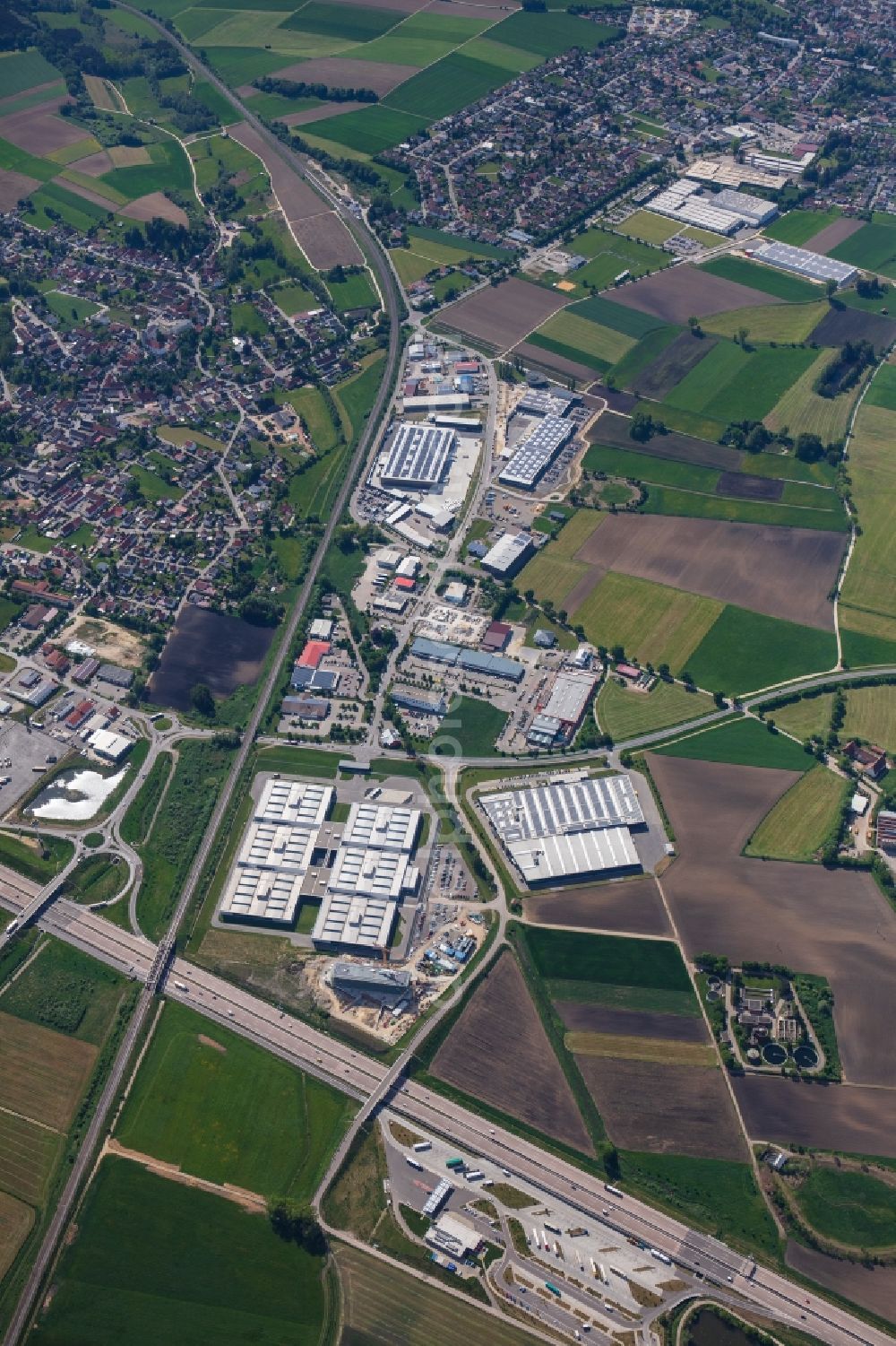 Aerial image Scheppach - Industrial and commercial area Scheppbach Nord-West in Scheppach in the state Bavaria, Germany