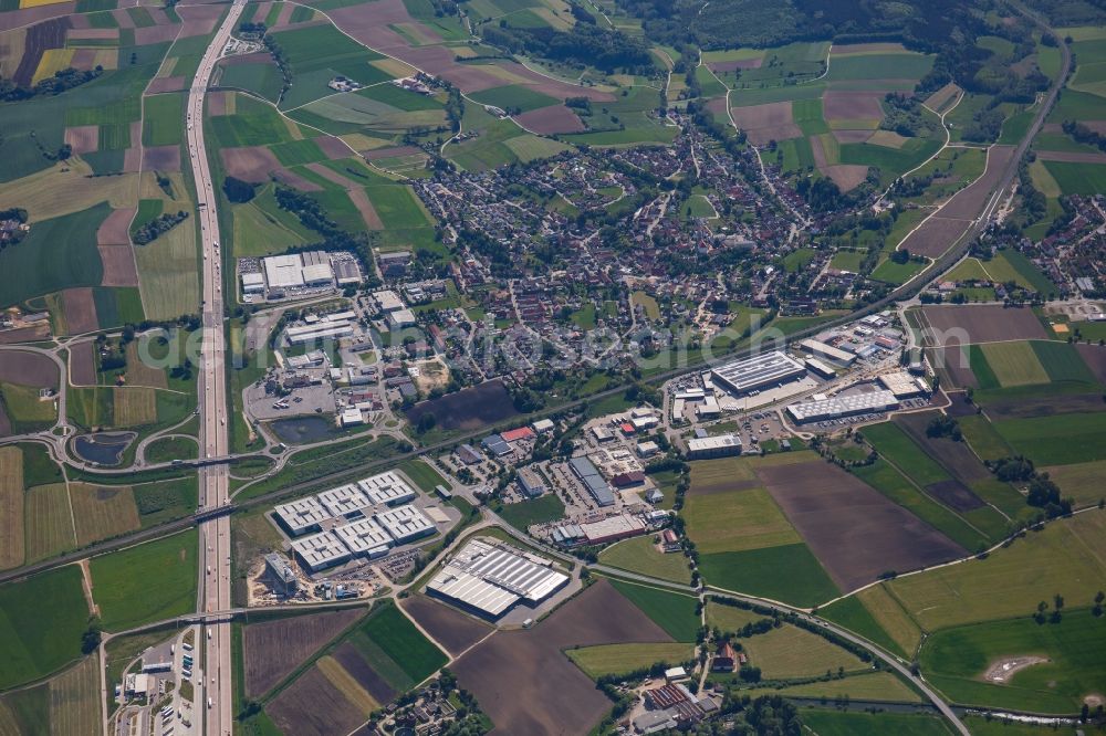 Aerial photograph Scheppach - Industrial and commercial area Scheppbach Nord-West in Scheppach in the state Bavaria, Germany