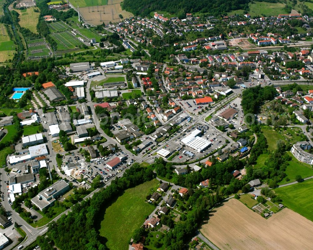 Aerial photograph Waldshut-Tiengen - Industrial and commercial area Schluechtwiesen in Waldshut-Tiengen in the state Baden-Wuerttemberg, Germany