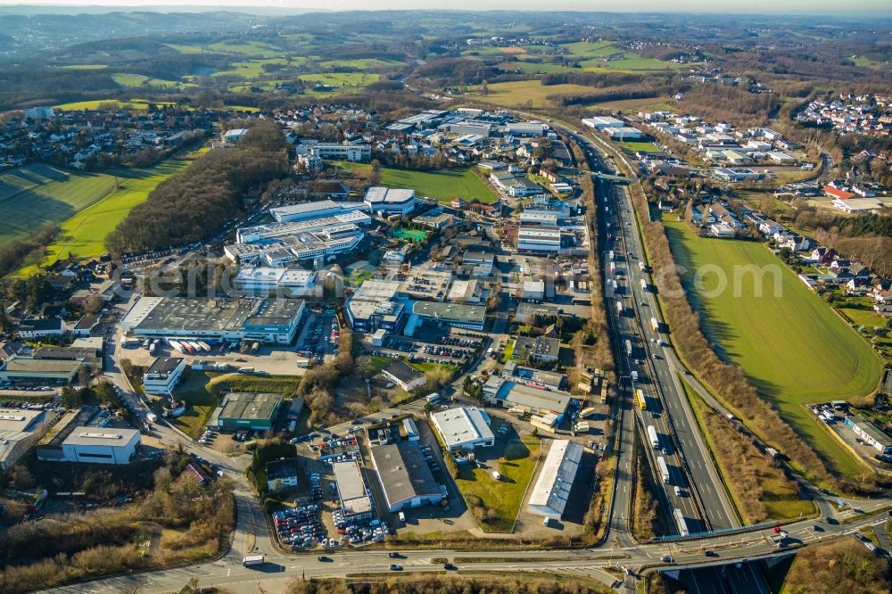 Aerial photograph Schmandbruch - Industrial and commercial area Nielandstrasse - Altenhofer Weg in Schmandbruch in the state North Rhine-Westphalia, Germany