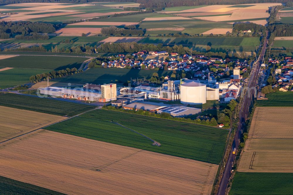 Sünching from above - Industrial and commercial area Suedstaerke factory on street Fabrikstrasse in Suenching in the state Bavaria, Germany