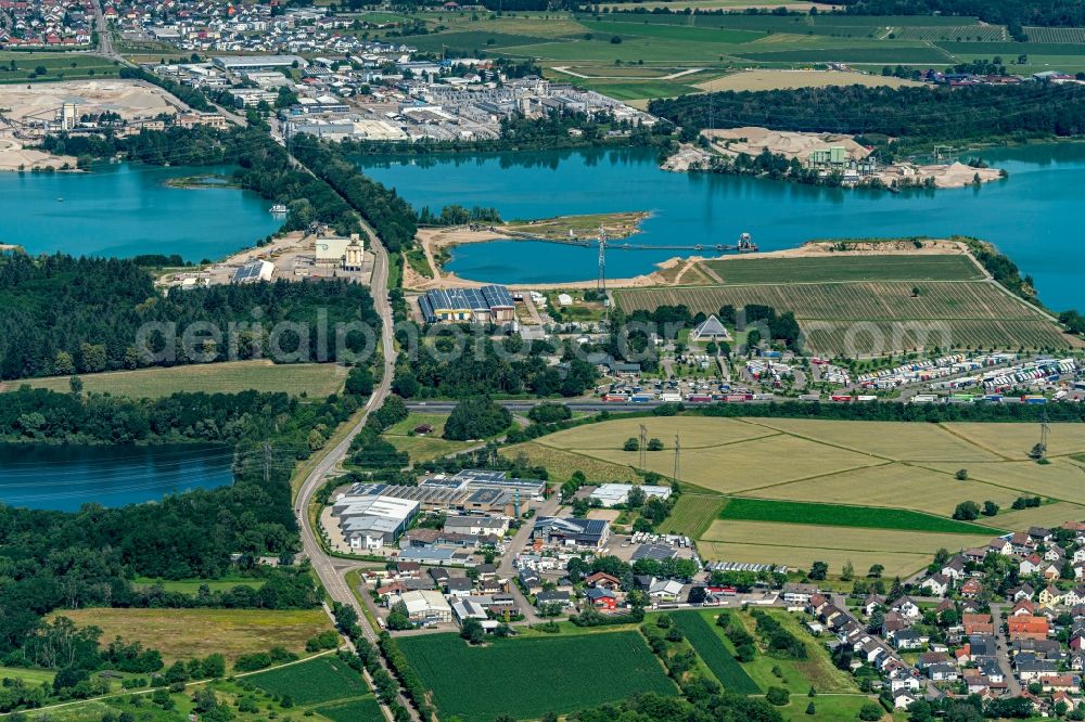 Aerial photograph Baden-Baden - Industrial and commercial area on See bei Iffezheim in Baden-Baden in the state Baden-Wuerttemberg, Germany