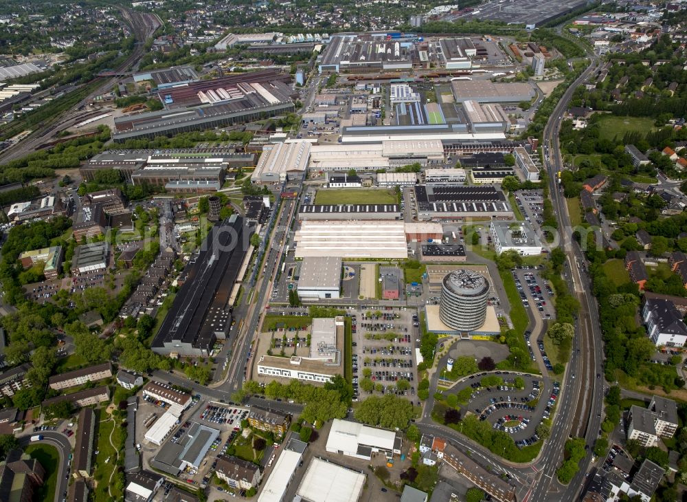 Aerial image Mülheim an der Ruhr - Industrial and commercial area Siemens AG in Muelheim an der Ruhr in the state North Rhine-Westphalia