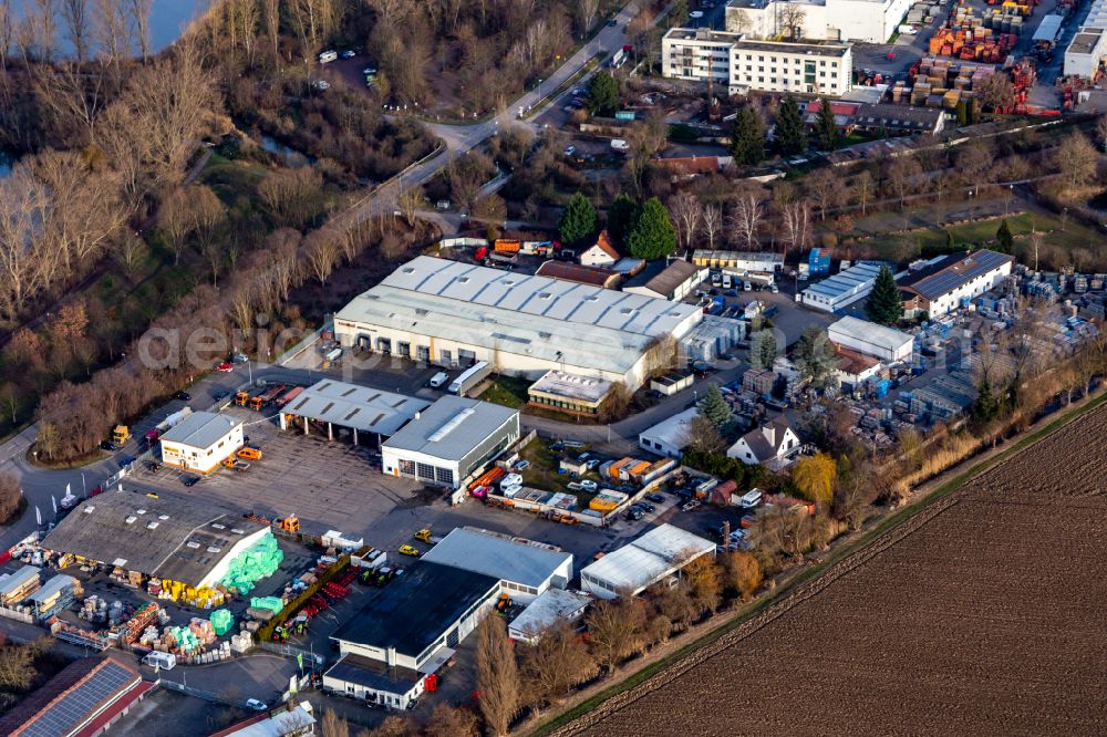 Aerial photograph Bobenheim-Roxheim - Industrial and commercial area Am Silbersee on street Industriestrasse on street In der Koest in Bobenheim-Roxheim in the state Rhineland-Palatinate, Germany